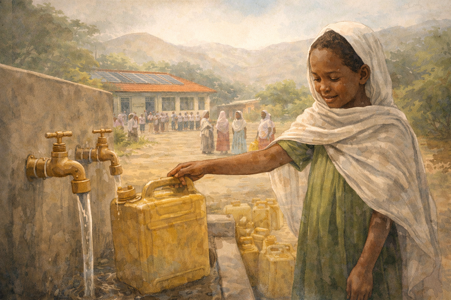 Ethiopia, Äthiopien Abebech gewinnt Zeit, Schule und Sicherheit zurück, weil Wasser nah ist