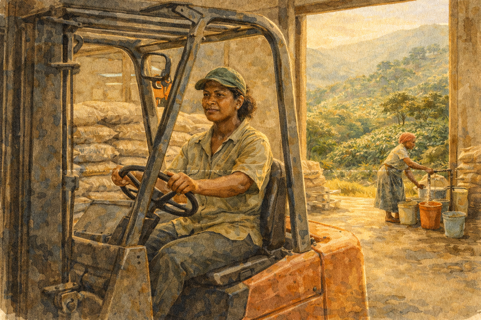 Honduras, Honduras Selena Mercado fährt jetzt den Gabelstapler bei COCASAM