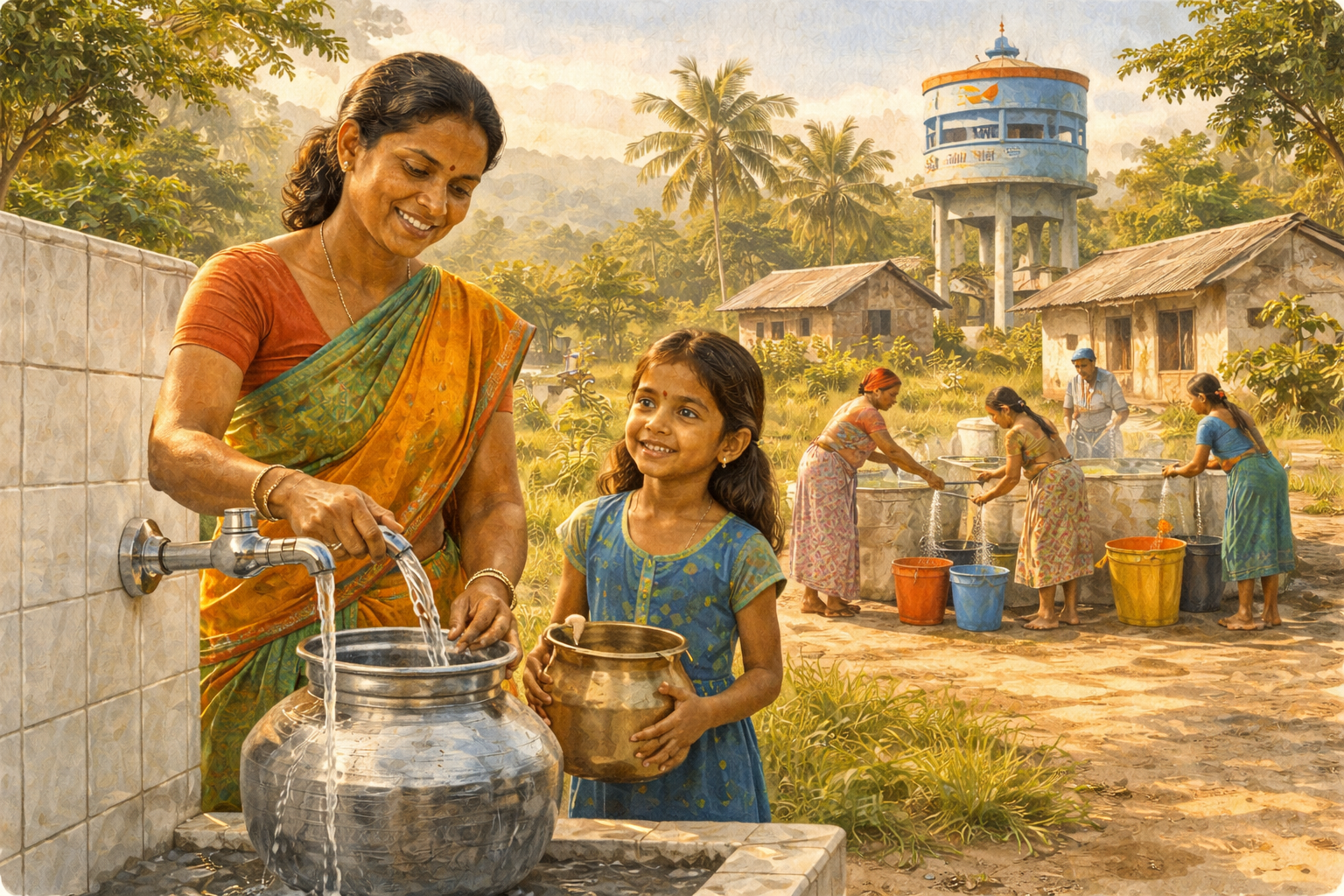 India, Indien 158 Millionen Haushalte haben jetzt fließendes Wasser